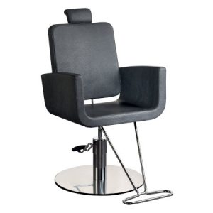 Moderner Makeupstuhl mit verstellbarer Kopfstütze und Chromgestell, perfekt für komfortable Salon-Einrichtungen.