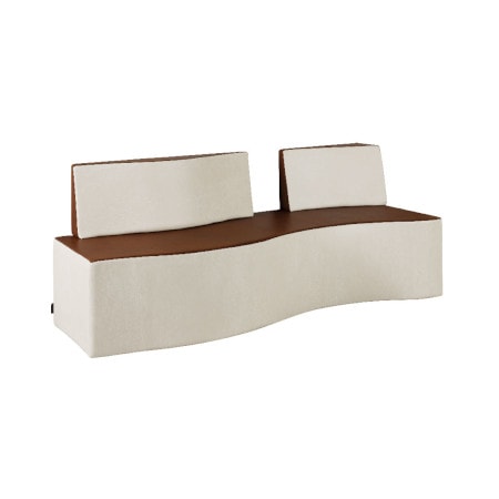 Modularer Lounge-Sitz in elegantem, modernem Design mit geschwungener Form und zweifarbigem Polster für stilvolle Räume.