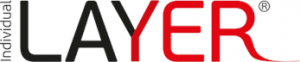 Logo von Layer - schwarz und rot auf weiß